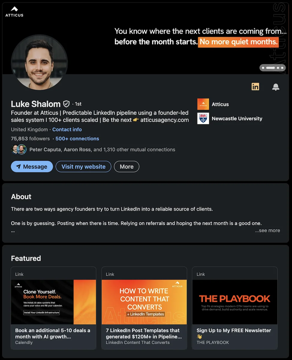 LinkedIn profile screenshot for Luke Shalom
