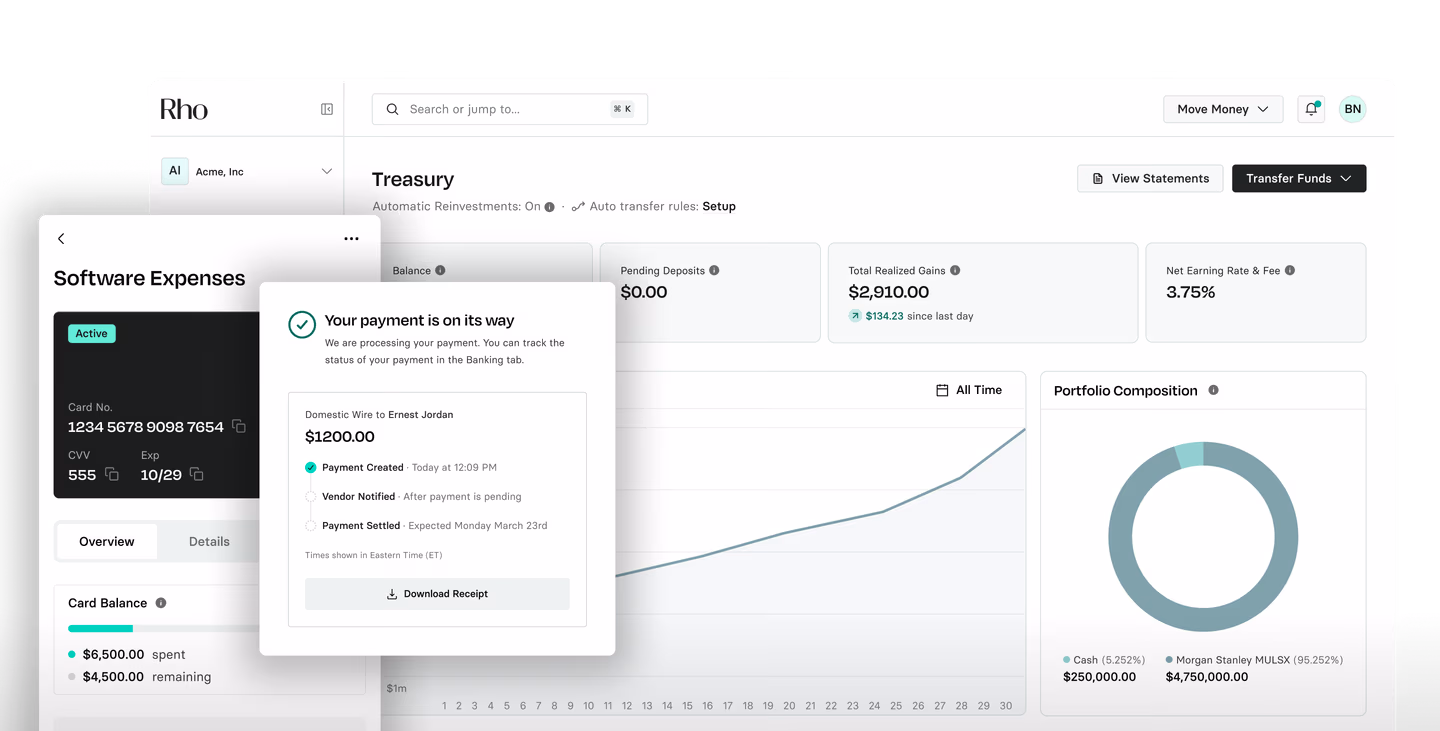 Rho finance dashboard screenshot